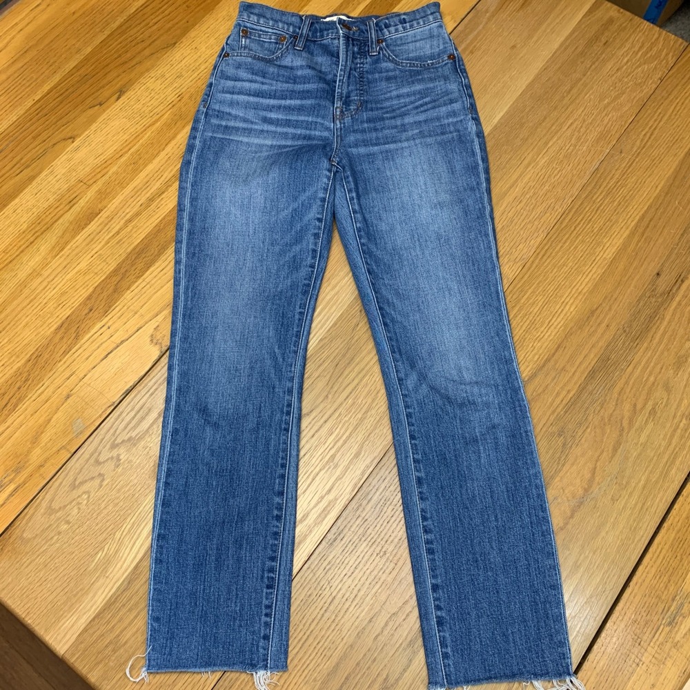 Madewell The‎ Perfect Vintage Jean High Rise Raw Hem Medium Wash Blue Size 24